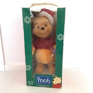 Vtg Disney Telco Winnie The Pooh With List Christmas Decoration Works Clean 1996